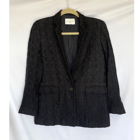 Sandro Paris Blazer Jacket, Black Embroidered Jacquard, FR 36, US 4 - Picture 1 of 10